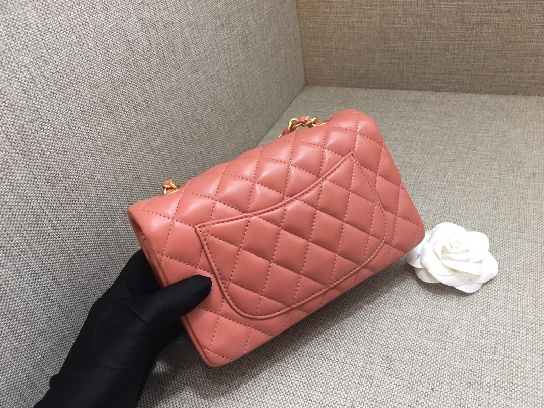 Small Classic Flap Lambskin Bag A01116 Cream Pink/Gold